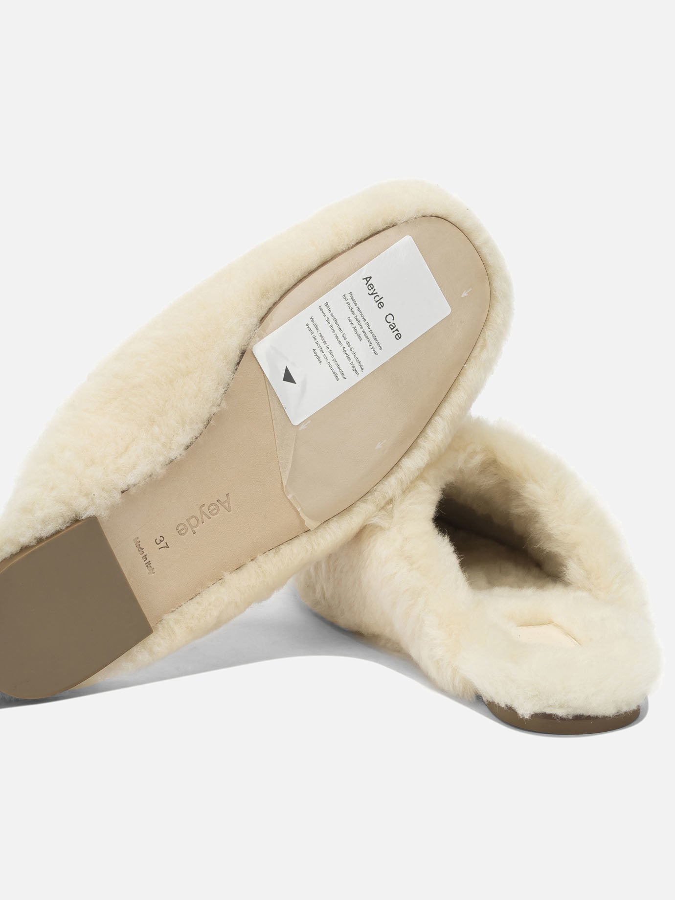 Slippers 100% shearling on calf leather - 100% leather  White - Aeyde Women | PDP | VIETTI Online Store | thumbnail_5