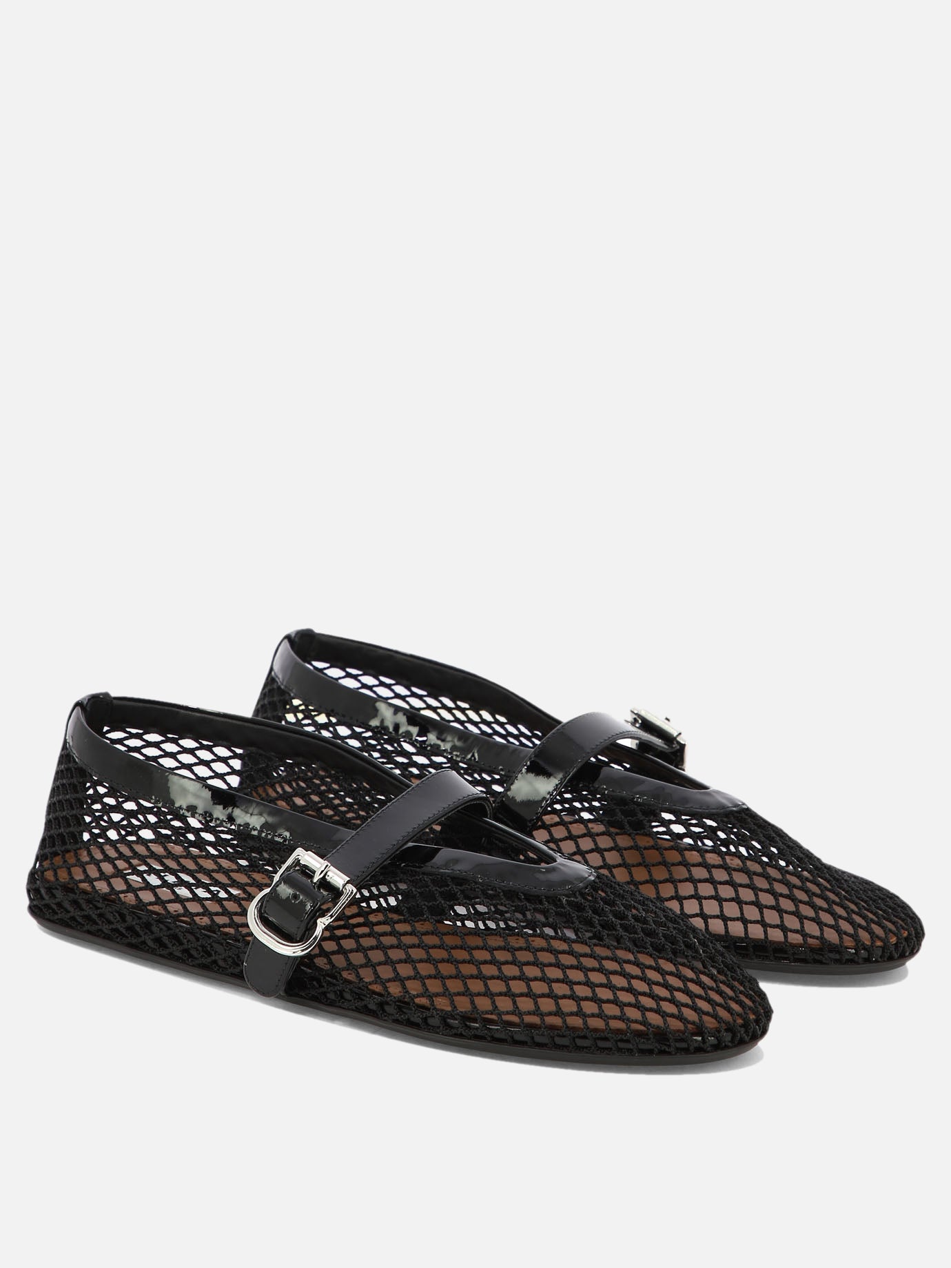 Mary Jane ballet flats 90% polyamide 10% calf leather - 100% rubber  Black - Alaïa Women | PDP | VIETTI Online Store | thumbnail_2