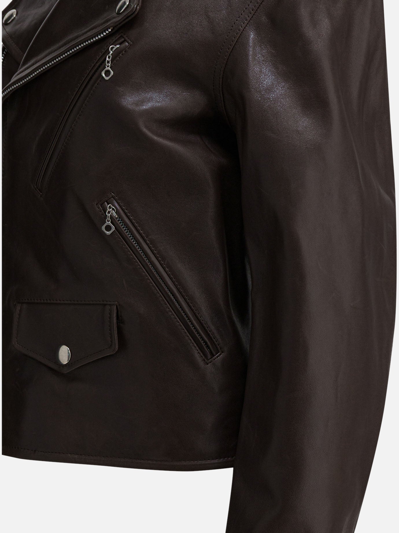 Leather jackets Solid colour  Brown - Auralee Men | PDP | VIETTI Online Store | thumbnail_4