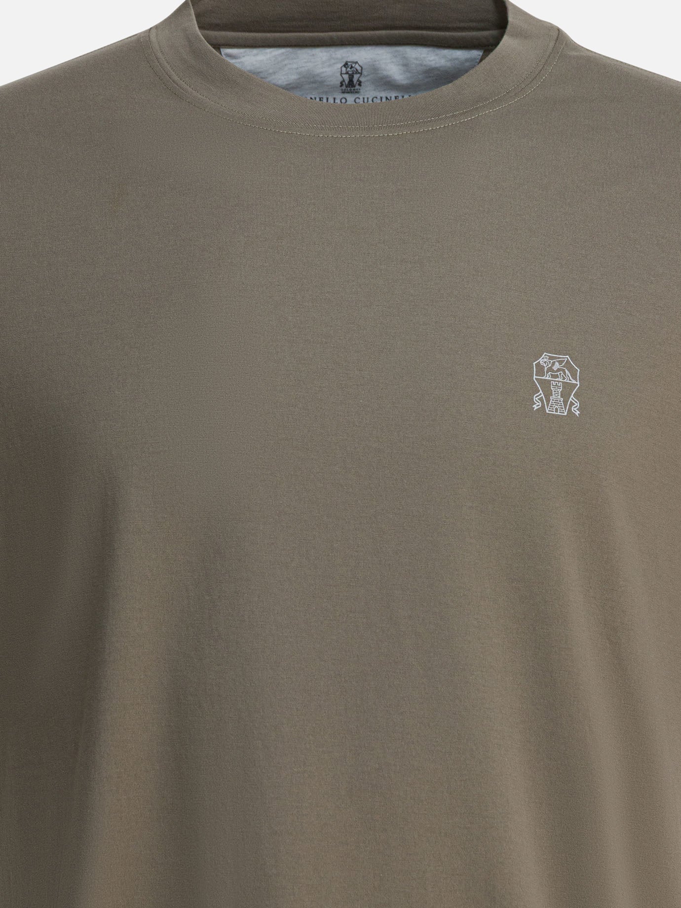 Crewneck t-shirts Logo  Green - Brunello Cucinelli Men | PDP | VIETTI Online Store | thumbnail_3