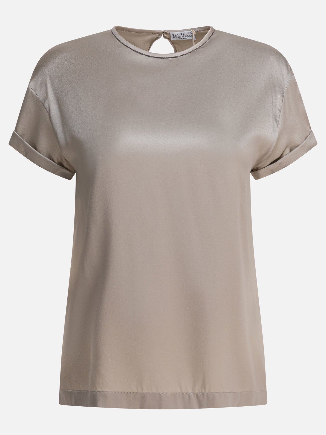 T-shirt girocollo Solid colour  Argento - Brunello Cucinelli Donna | PDP | VIETTI Online Store | Zoom-Modal
