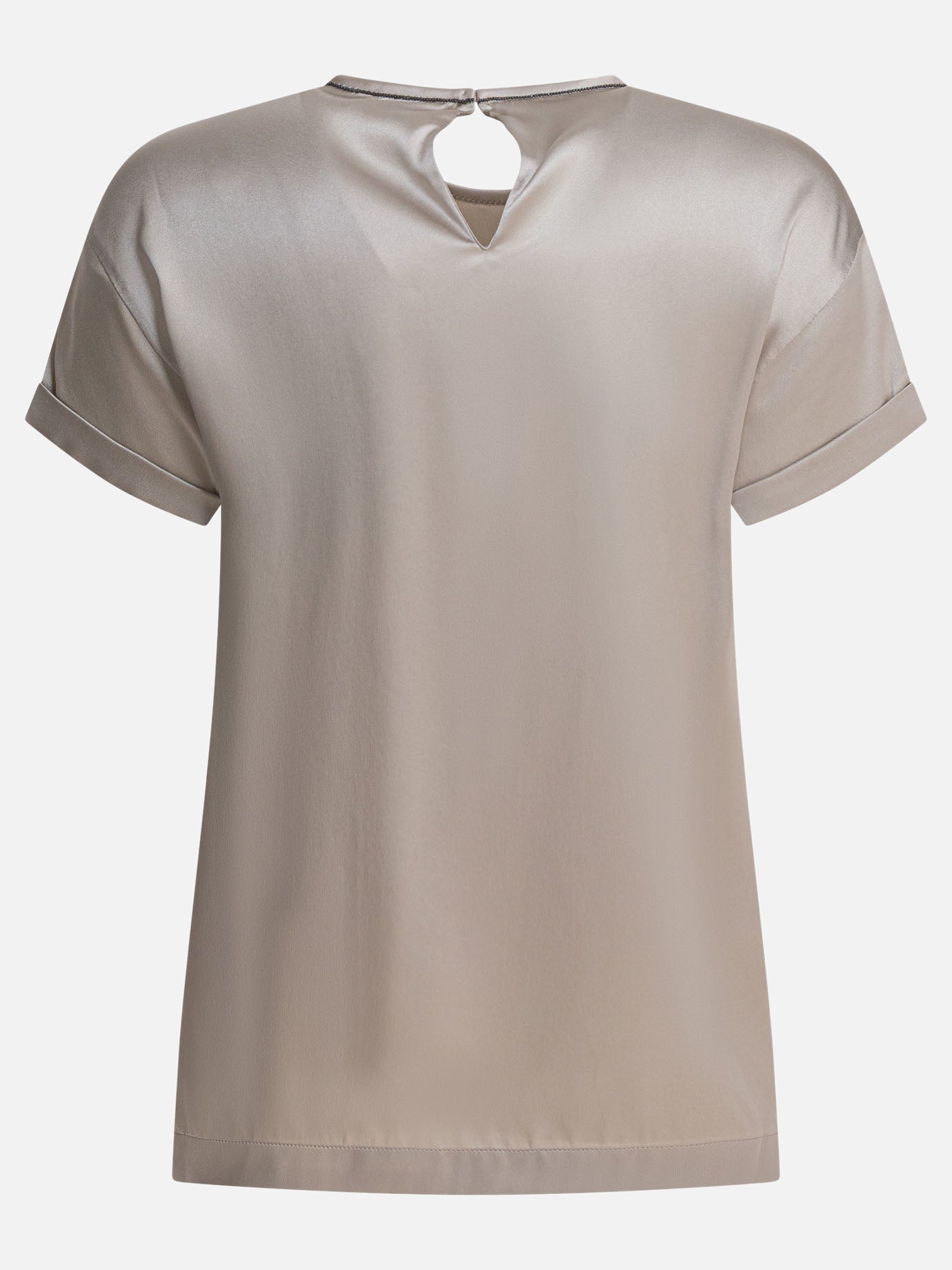T-shirt girocollo Solid colour  Argento - Brunello Cucinelli Donna | PDP | VIETTI Online Store | Zoom-Modal_2
