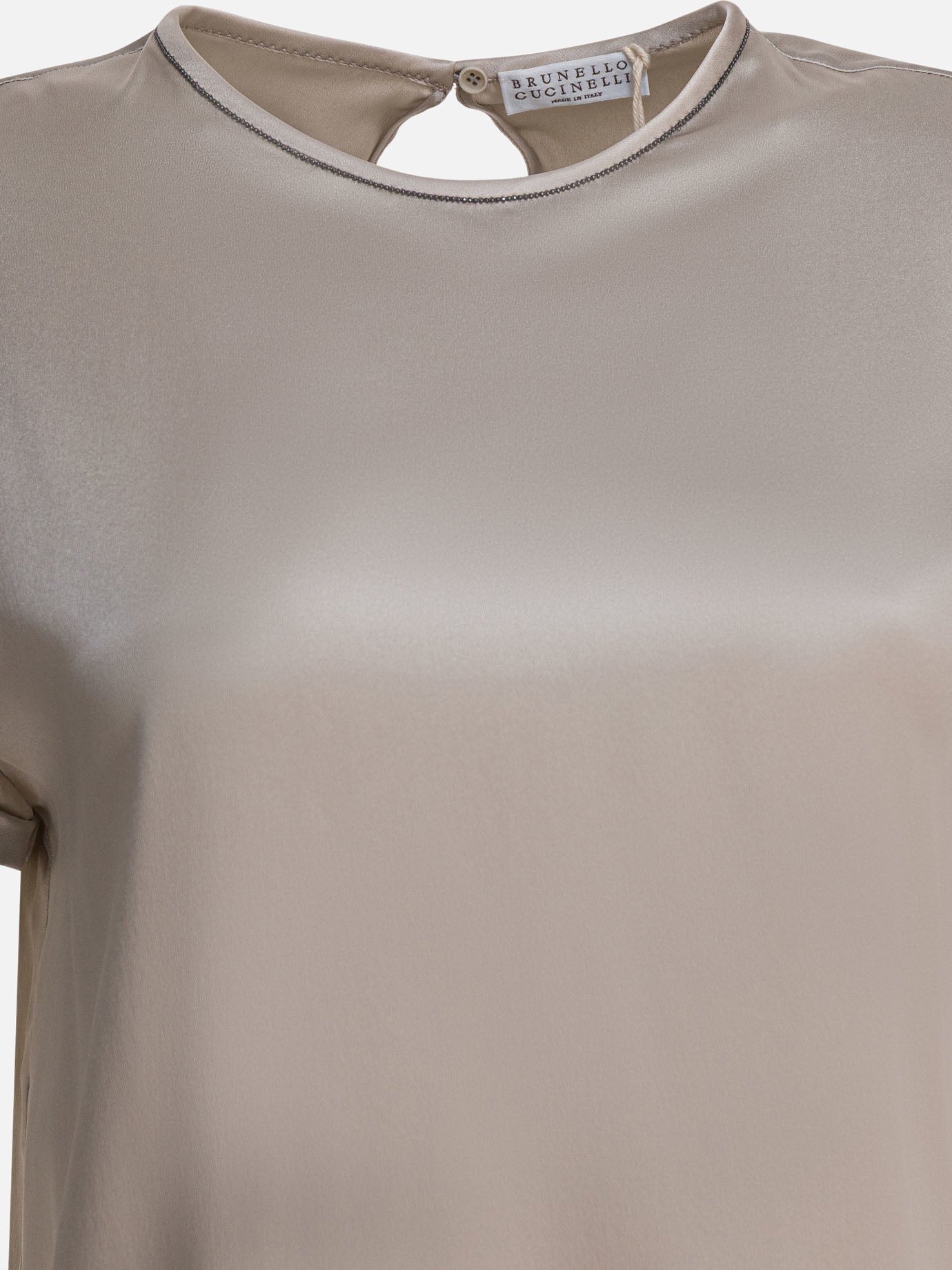 T-shirt girocollo Solid colour  Argento - Brunello Cucinelli Donna | PDP | VIETTI Online Store | thumbnail_3