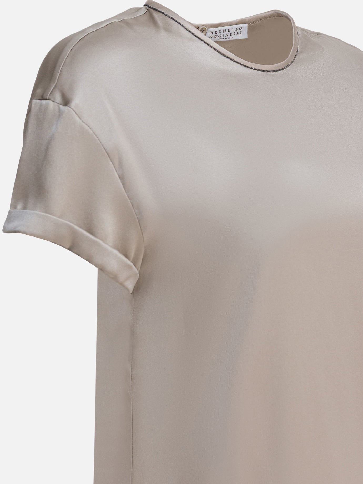T-shirt girocollo Solid colour  Argento - Brunello Cucinelli Donna | PDP | VIETTI Online Store | thumbnail_4