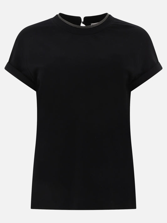 Crewneck t-shirts Solid colour  Black - Brunello Cucinelli Women | PLP | VIETTI Online Store 
