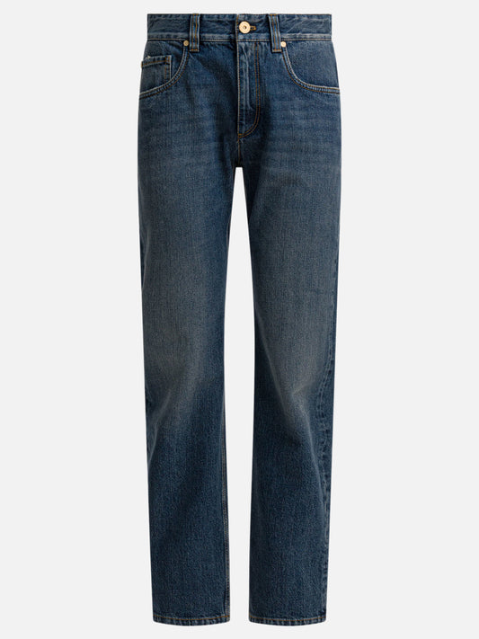 Jeans a gamba dritta Solid colour  Blu - Brunello Cucinelli Donna | PLP | VIETTI Online Store 
