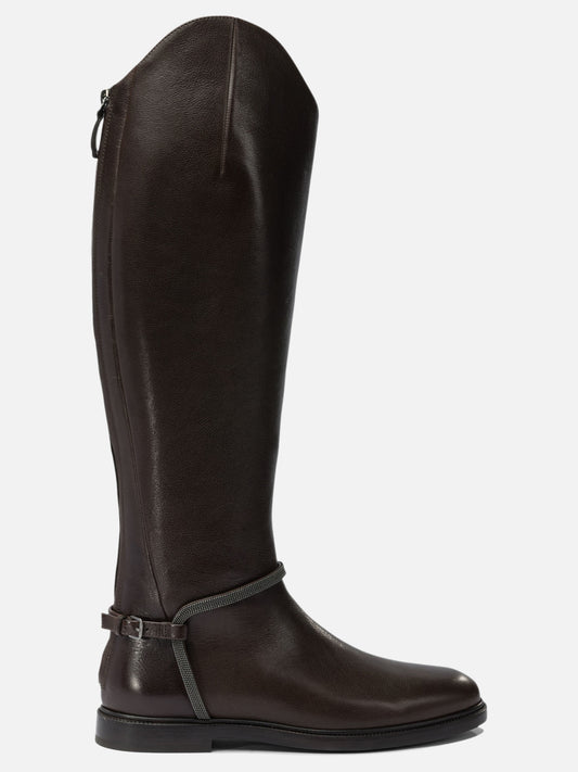 Al ginocchio 100% leather - 50% leather 50% rubber  Marrone - Brunello Cucinelli Donna | PDP | VIETTI Online Store 
