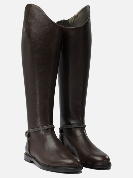 Al ginocchio 100% leather - 50% leather 50% rubber  Marrone - Brunello Cucinelli Donna | PDP | VIETTI Online Store | 2
