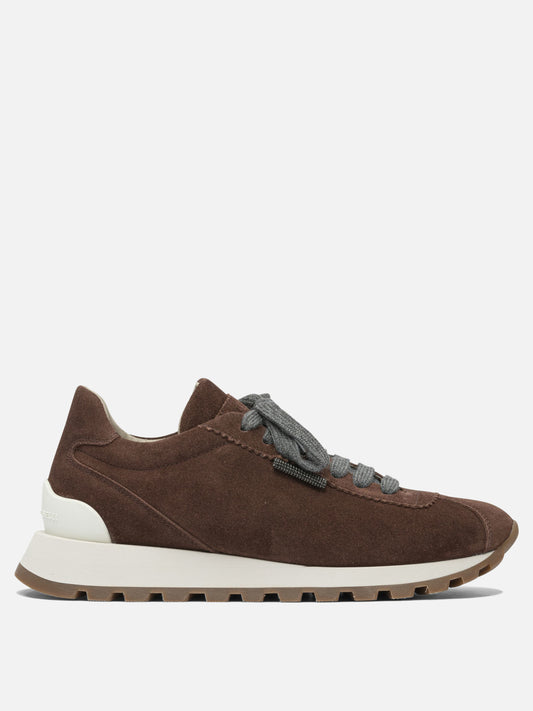 Low top sneakers 100% suede - 100% rubber  Bordeaux - Brunello Cucinelli Women | PDP | VIETTI Online Store 
