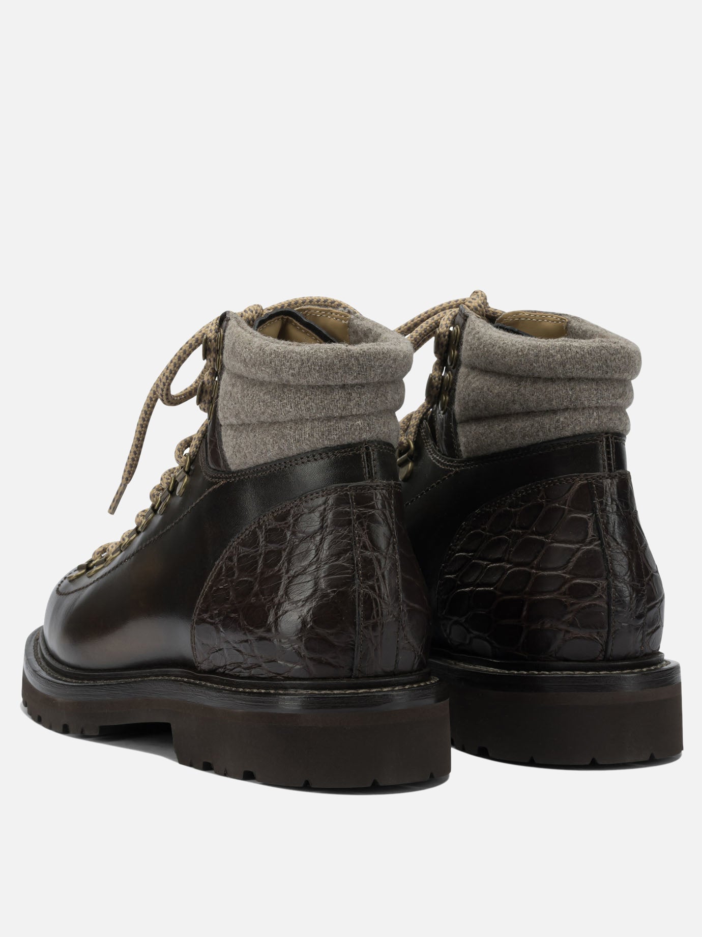 Lace-up boots 100% leather - 100% rubber  Brown - Brunello Cucinelli Men | PDP | VIETTI Online Store | Zoom-Modal_4
