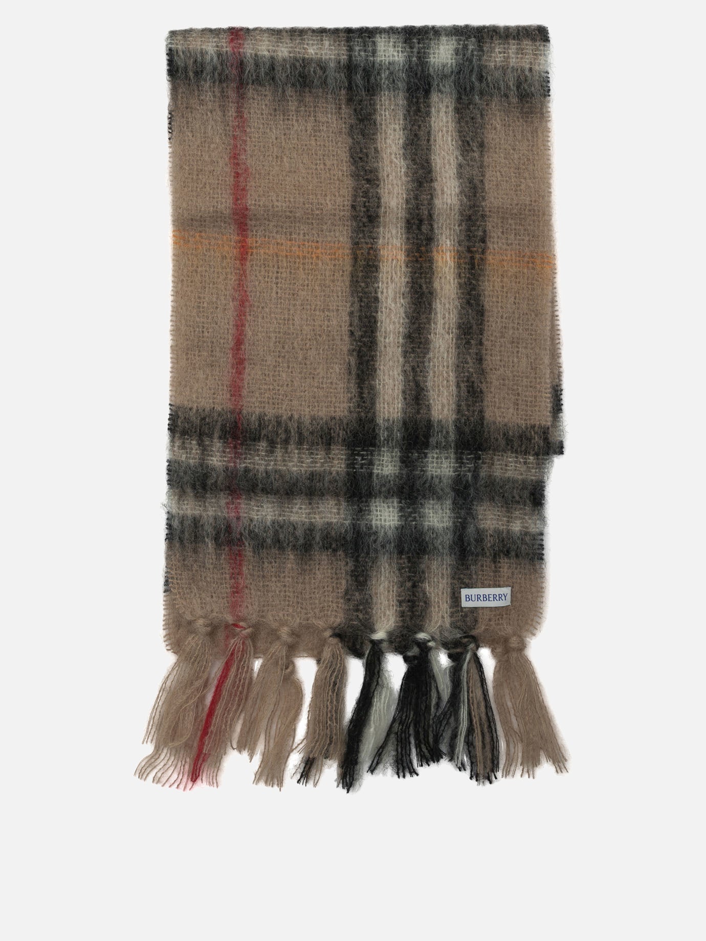Fringed scarves 60% mohair 39% wool 1% polyester  Beige - Burberry Men | PDP | VIETTI Online Store | Zoom-Modal
