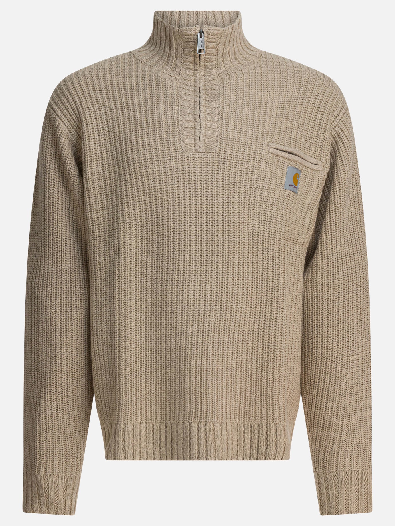 Half zip sweaters Logo  Beige - Carhartt WIP Men | PDP | VIETTI Online Store | Zoom-Modal
