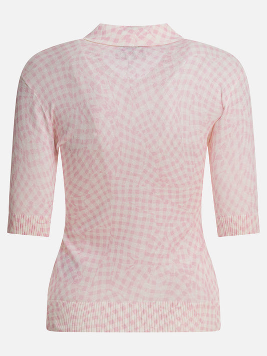 Ganni Cotton printed polo shirt 16742250_S Pink 2