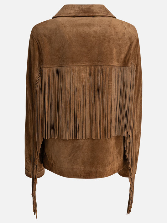 Golden Goose Giacca in suede con frange 29086588_40 Brown 2