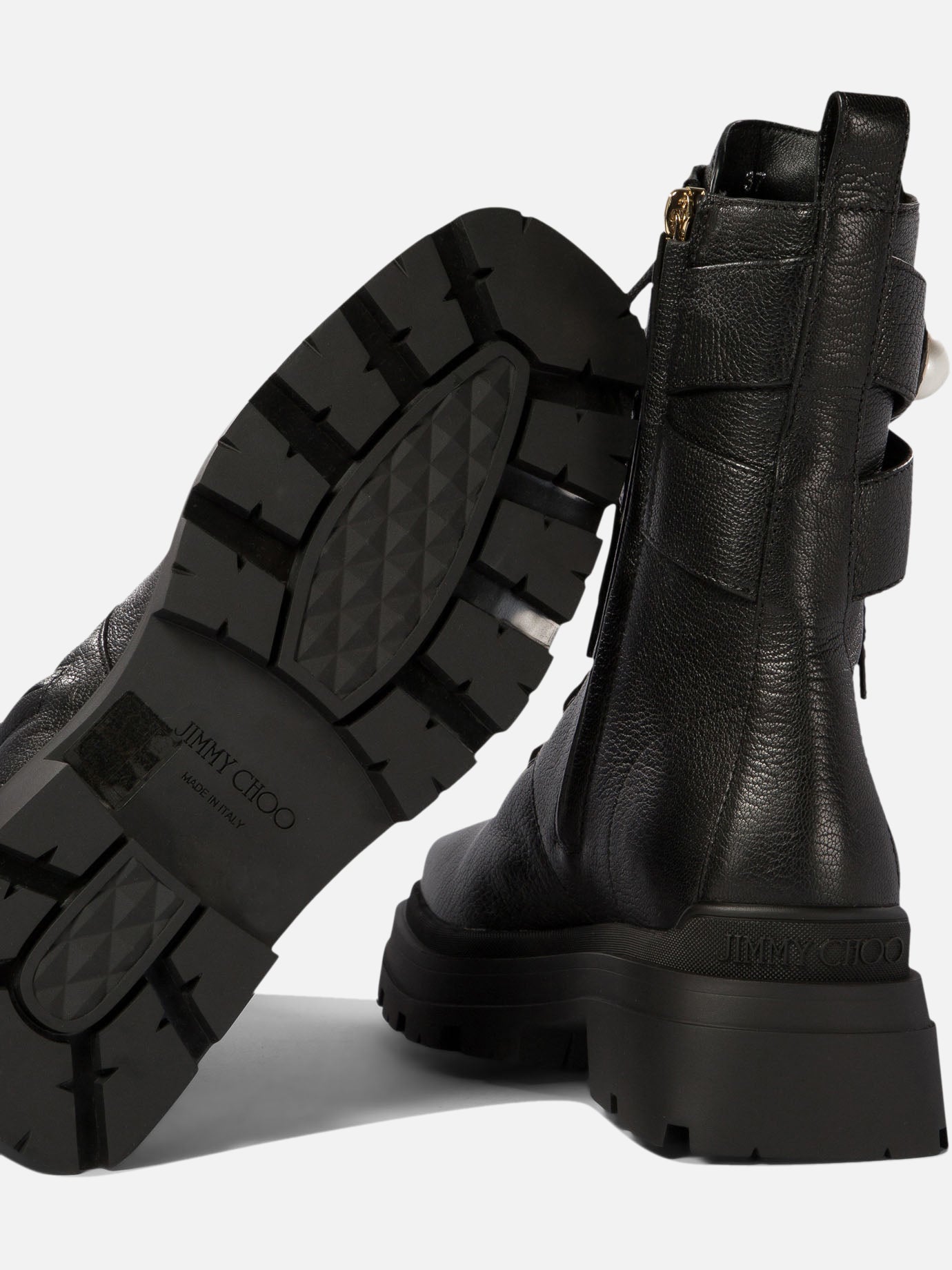 Combat boots 90% goat 10% lamb - 100% rubber  Black - Jimmy Choo Women | PDP | VIETTI Online Store | thumbnail