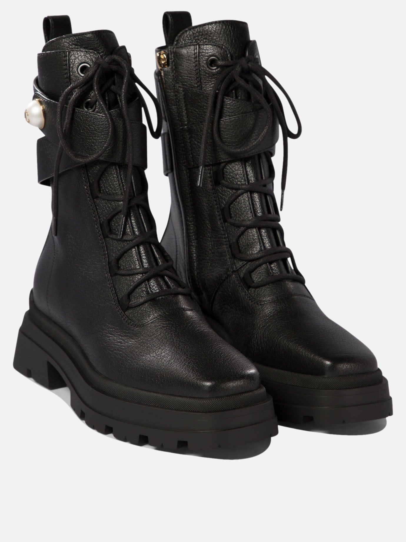 Combat boots 90% goat 10% lamb - 100% rubber  Black - Jimmy Choo Women | PDP | VIETTI Online Store | thumbnail_3