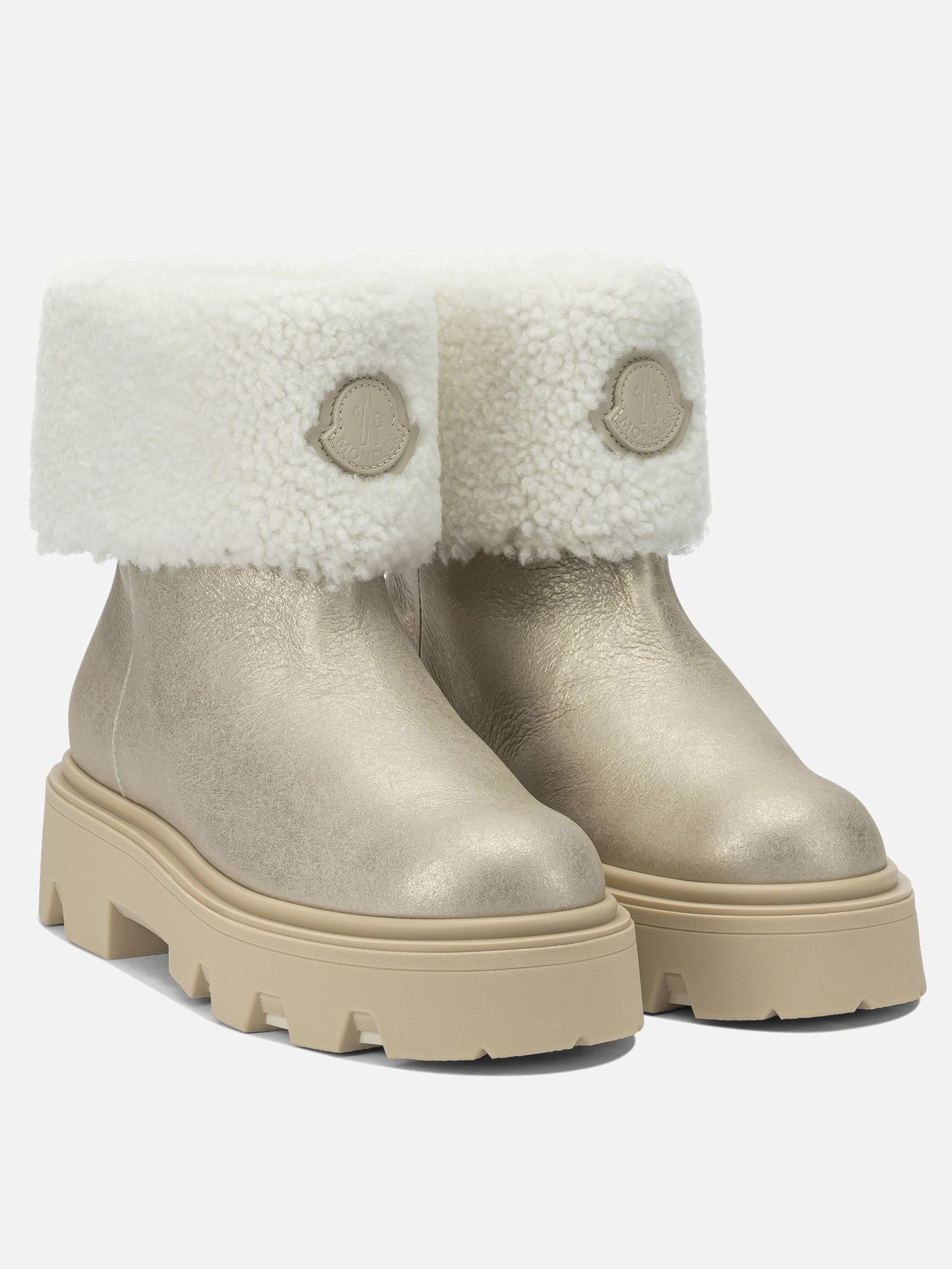 Stivaletti pull-on 100% shearling - 100% rubber  Oro - Moncler Donna | PDP | VIETTI Online Store | thumbnail_2