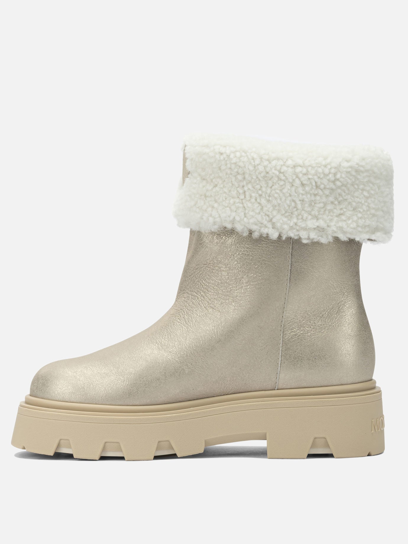 Stivaletti pull-on 100% shearling - 100% rubber  Oro - Moncler Donna | PDP | VIETTI Online Store | thumbnail_3