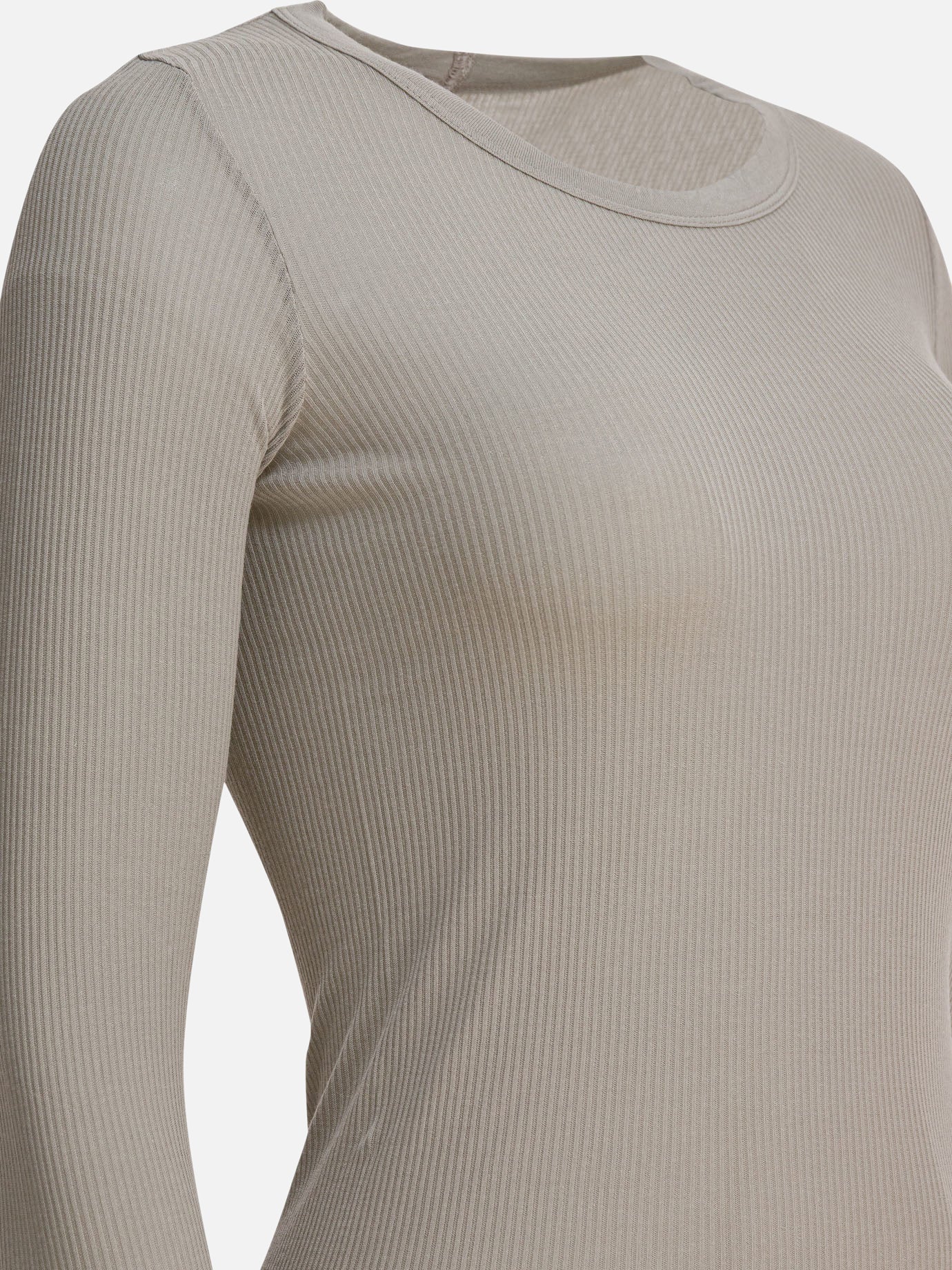 【関税込み】RICK OWENS Ribbed viscose and wool T-shirt Rick Owens Ribbed viscose and wool T-shirt Grey - Women