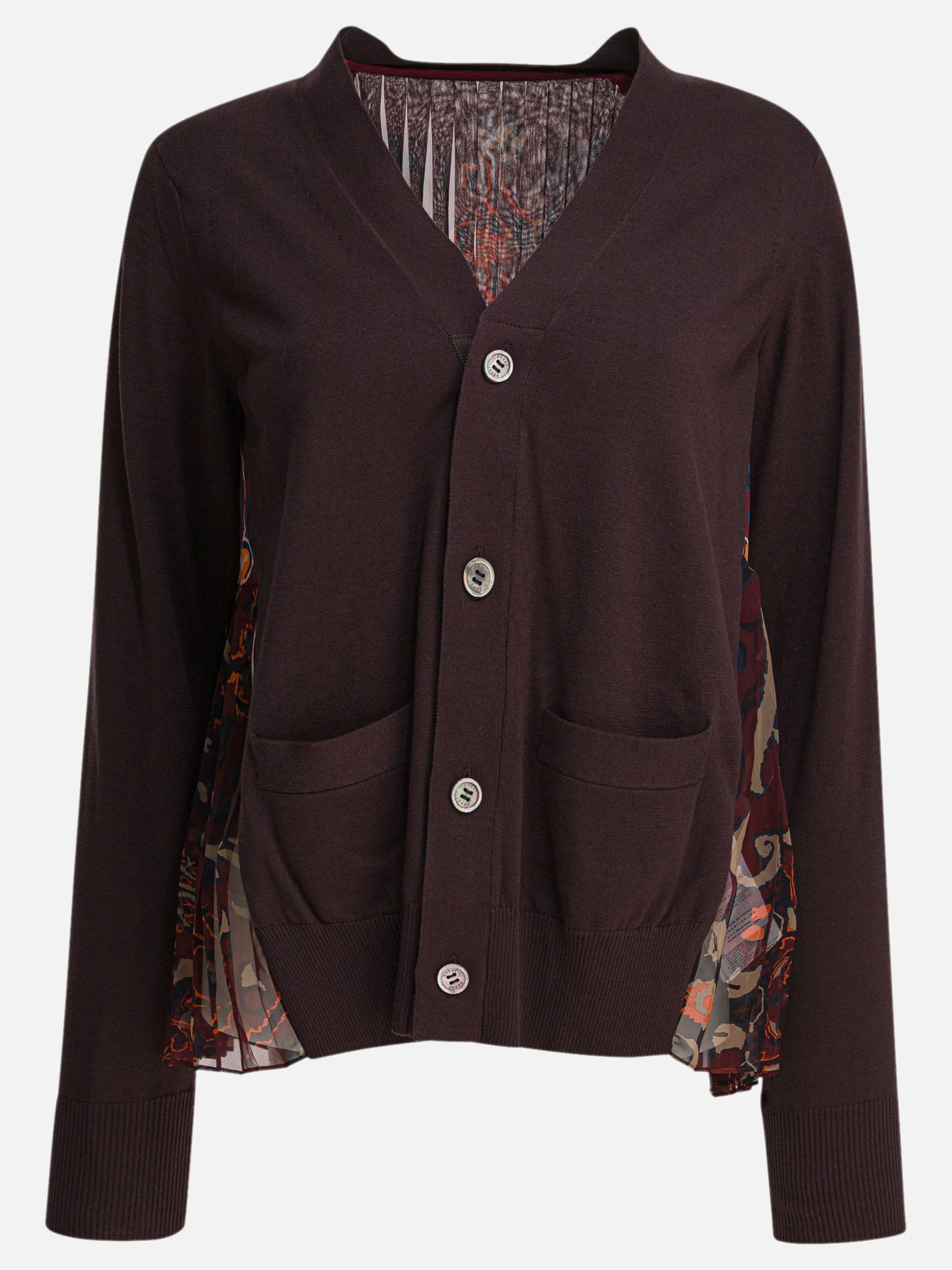 Sacai Cardigan con stampa floreale 12593421_2 Brown thumbnail_1