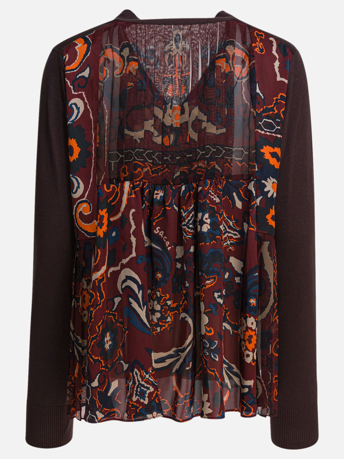 Sacai Cardigan with floral print Brown
