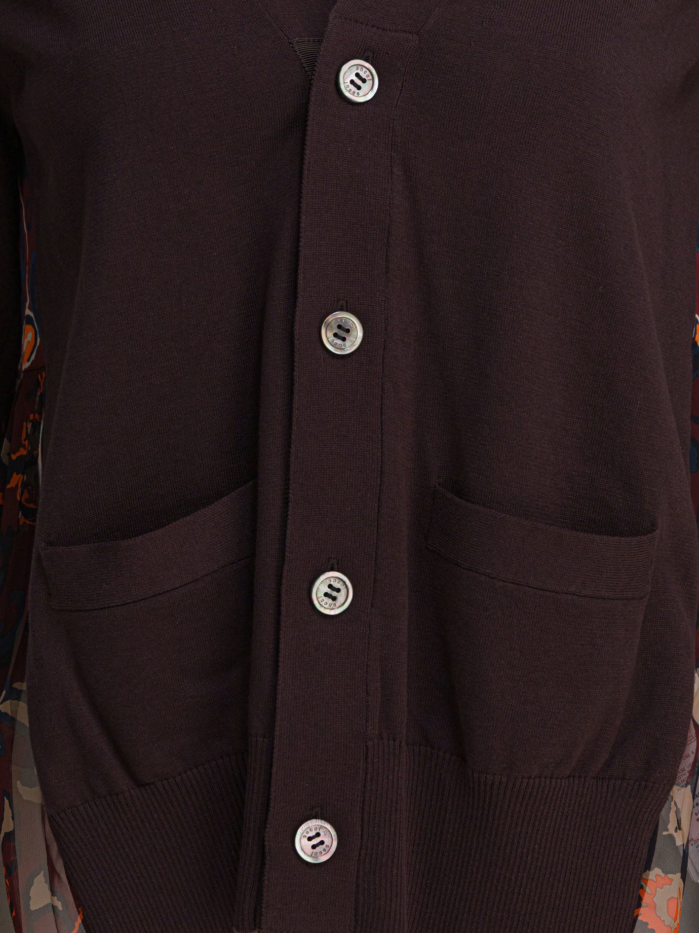 Sacai Cardigan con stampa floreale 12593421_2 Brown thumbnail_3