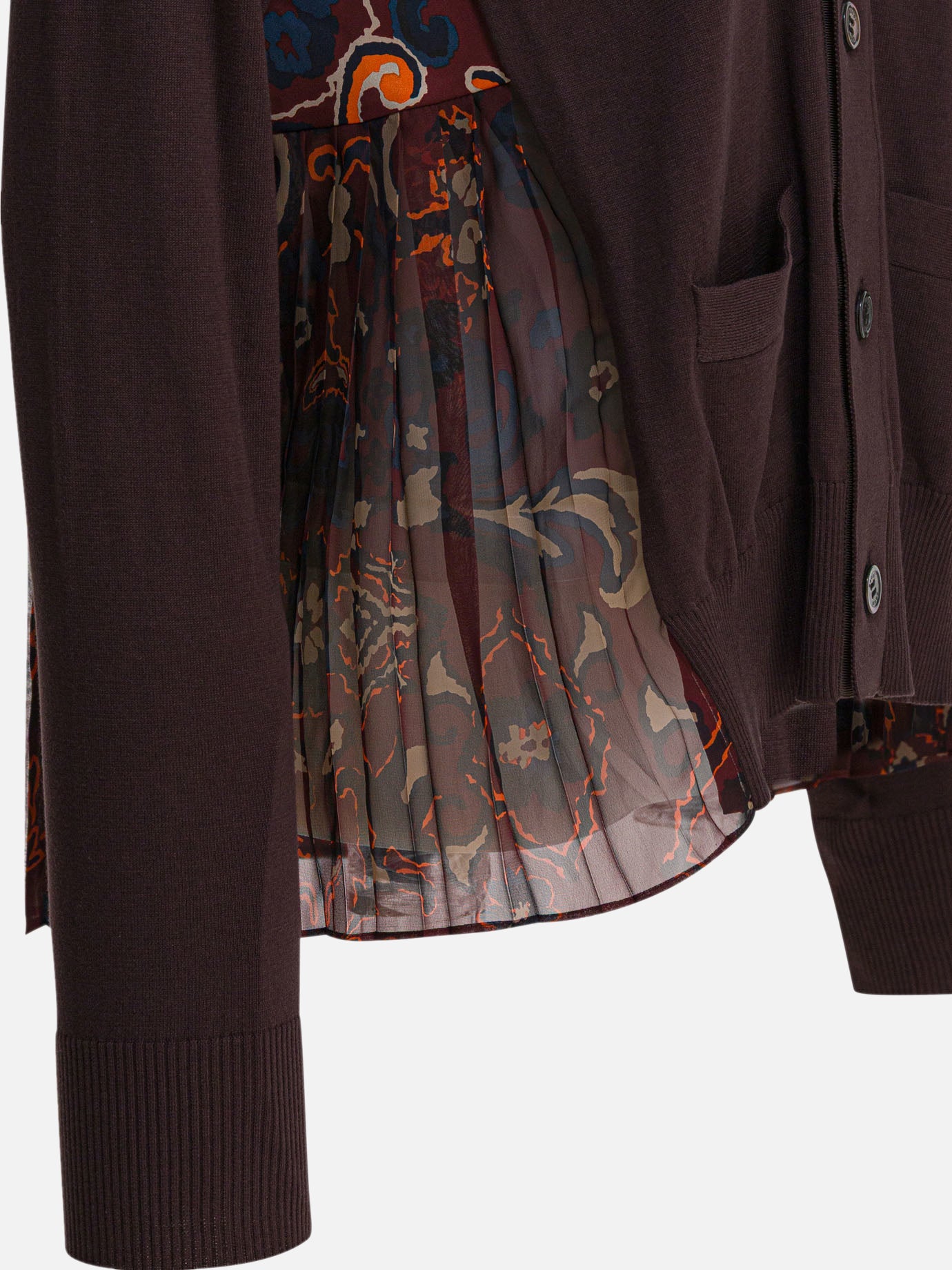 Sacai Cardigan con stampa floreale 12593421_2 Brown thumbnail_4