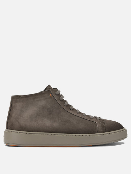 High top sneakers 100% suede - 100% rubber  Beige - Santoni Men | PLP | VIETTI Online Store 
