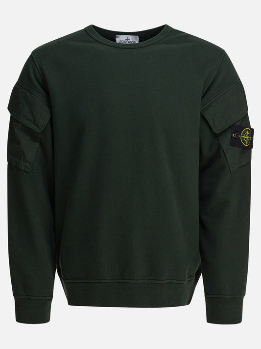 Stone Island Felpa in cotone felpato biologico 24095372_M Green 1