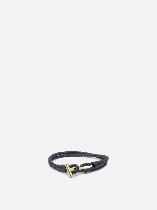 Tom Ford Bracciale in pelle intrecciata a T 22097761_L Blue 1